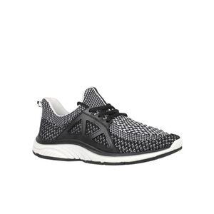 Black and White Sneakers with Cushioned Sole and Knitted Upper